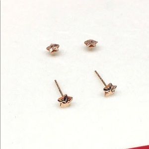 Au750 Rose Gold 3D Star Studs Earrings